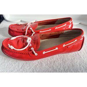Cole Haan Womens 11B Grand OS Patent Leather Red Driving Moccasin Boat Shoes